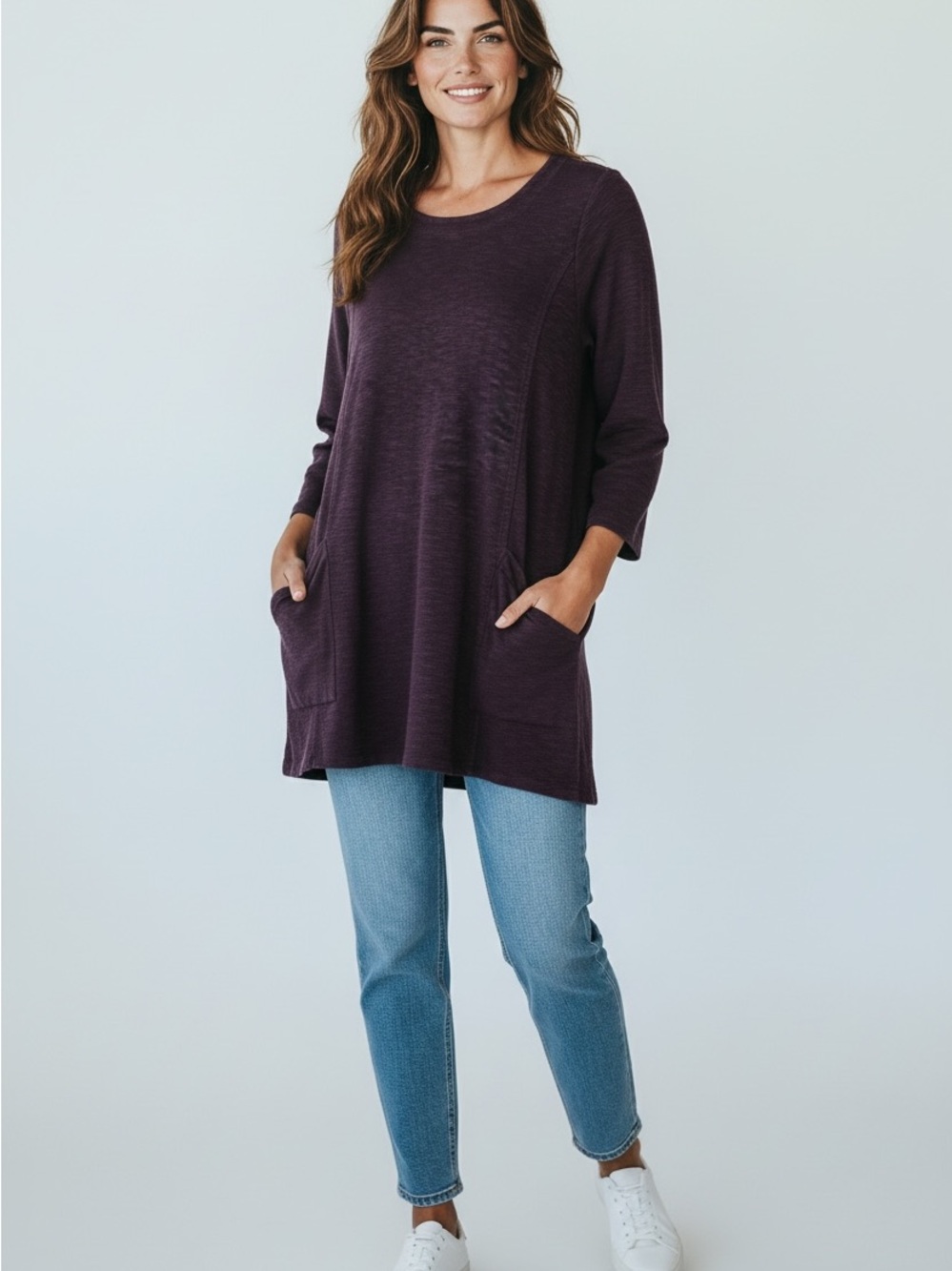 J. Jill Tunic Organic Cotton Sweater in Deep Plum